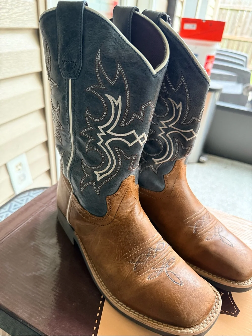 Little boys Two-Tone Western Cowboy Boots - Brown & Dark Gray